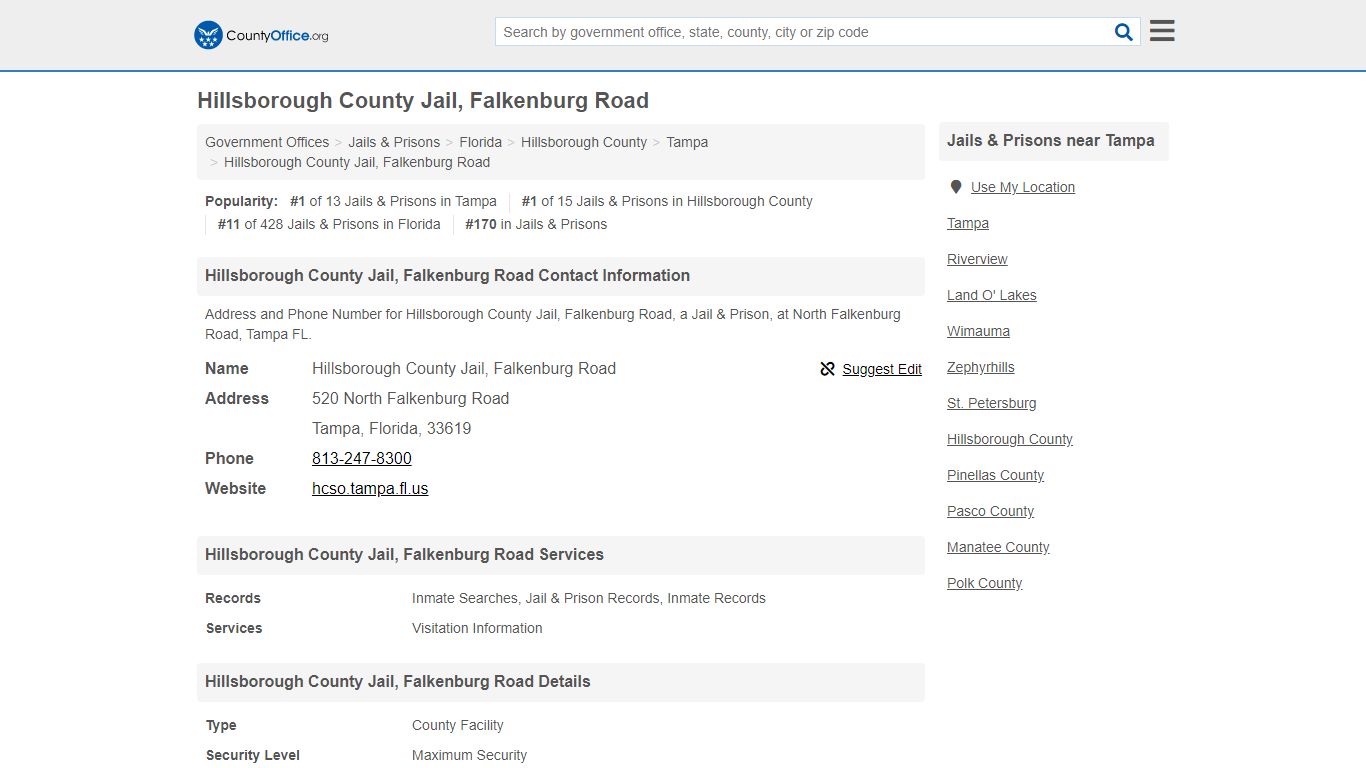 Hillsborough County Jail, Falkenburg Road - Tampa, FL ... - County Office